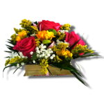 aranjament-floral-ocazii speciale in cutie cu aspect de carte