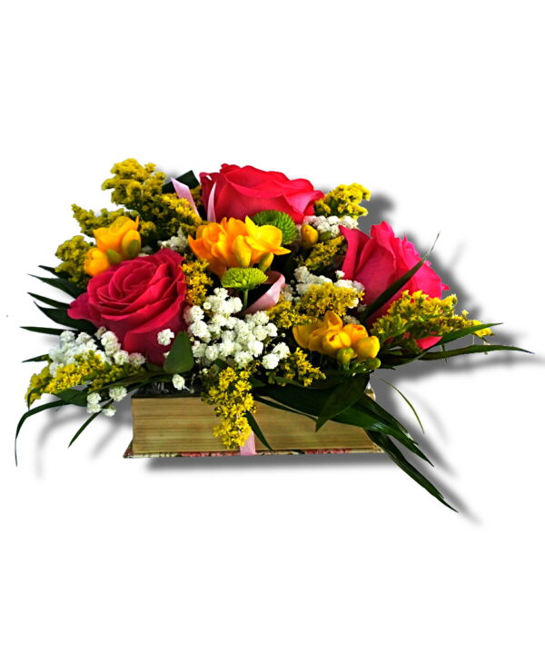 brittle Get married equal Aranjament floral ocazii speciale cu suport de carte - Flori Deosebite