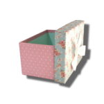cutie-roz cu funda alba pentru aranjamente florale sau cadouri cu capac deschis